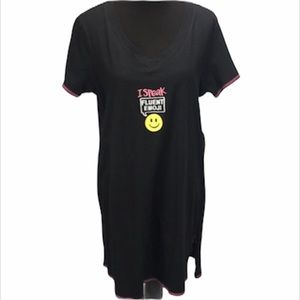 Rene Rofe I Speak Fluent Emoji Night Shirt Black Size 1X